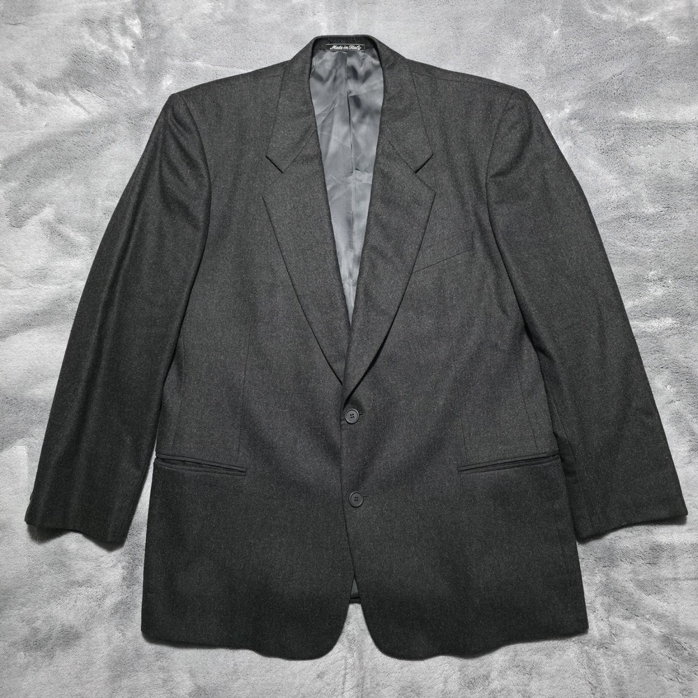 Vintage Giorgio Armani Mens 44R Dark Gray Wool Cashmere Blazer Jacket Italy Made - Picture 2 of 12